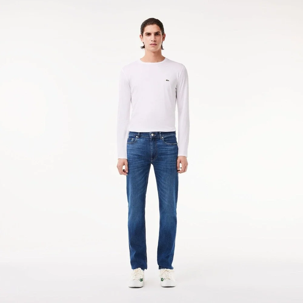 Lacoste Jeans Men's 33 X 34 Blue Denim Stretch Slim Fit Medium Wash Straight Leg